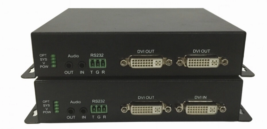 4K DVI Optical Fiber Extender Converter RS232/USB Kvm Optional