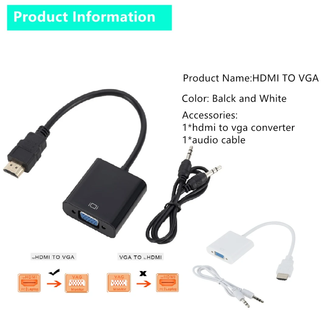1080P Micro HDMI Male to VGA Female Video Converter