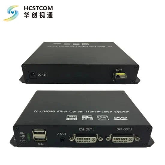 4K DVI Optical Fiber Extender Converter with USB Kvm Control
