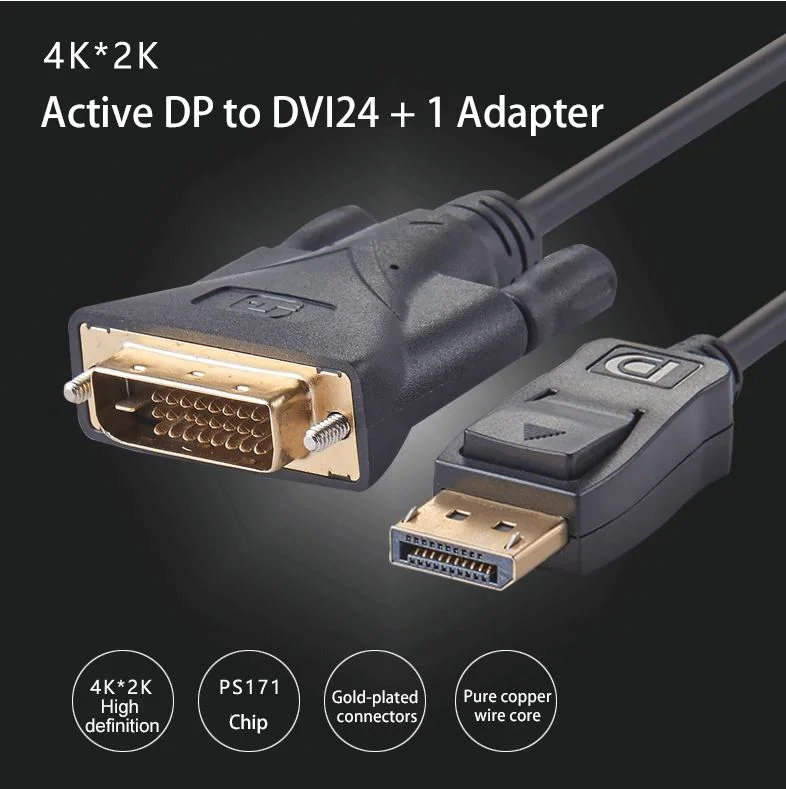Dp to DVI Transfer Cable Active Multi-Screen Male-to-Male Computer Connection Cable 4K*2K