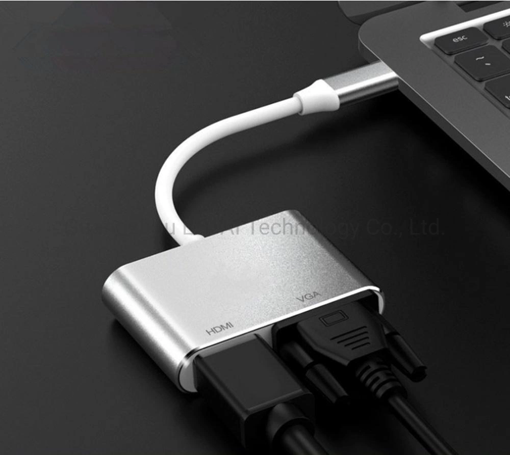 USB C to HDMI/DVI/VGA Adapter, 4 in 1 USB 3.0 Type-C Hub VGA/HDMI/DVI Video Adapter, 4K UHD Male to Female Multi-Display Video Converter