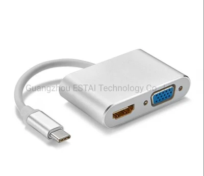 USB C to HDMI/DVI/VGA Adapter, 4 in 1 USB 3.0 Type-C Hub VGA/HDMI/DVI Video Adapter, 4K UHD Male to Female Multi-Display Video Converter