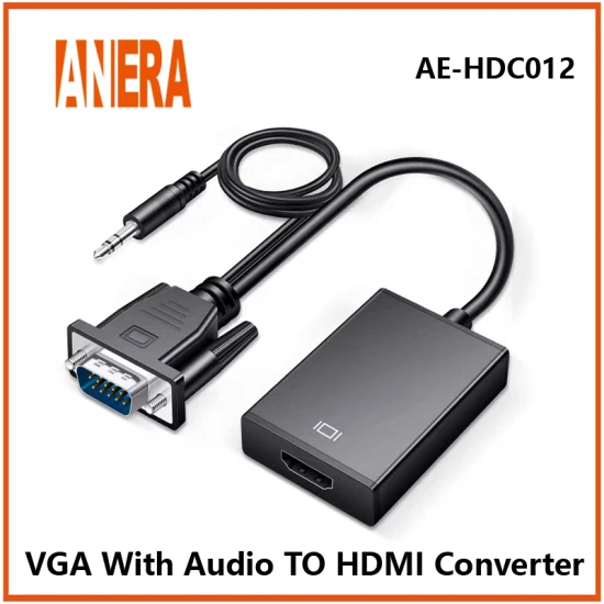 Anera Hot Sale VGA to HDMI Converter Video AV Converter Adapter Cable with Audio