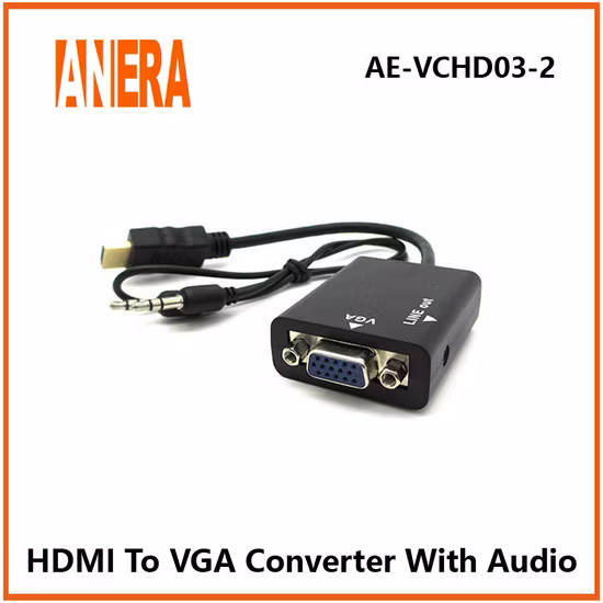 Anera Amazon Hot Sale HDMI Video Converter HDMI Male to VGA Female Adapter Cable with Audio