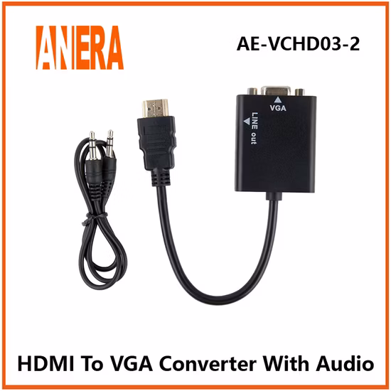Anera Amazon Hot Sale HDMI Video Converter HDMI Male to VGA Female Adapter Cable with Audio