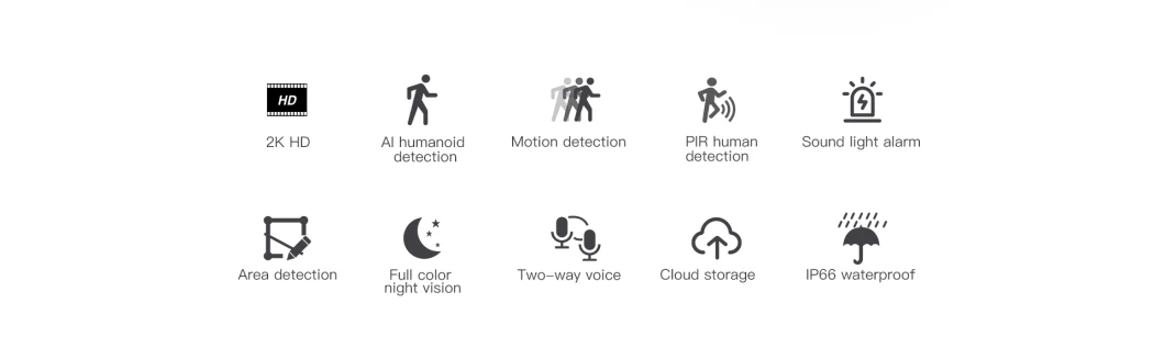 2K HD Al Humanoid Motion Detection PIR Human Detection Solar Panel Camera CCTV Camera