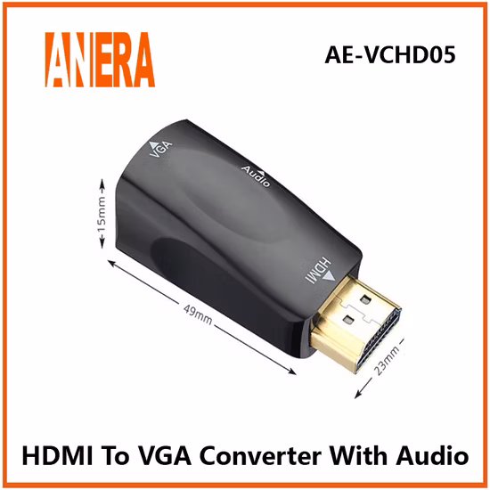 Anera Amazon Hot Sale HDMI Video Converter HDMI Male to VGA Female Adapter with Audio